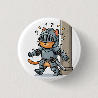 Cute Knight Cat Button Knapp