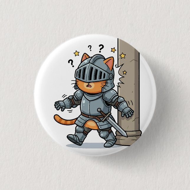 Cute Knight Cat Button Knapp (Framsida)