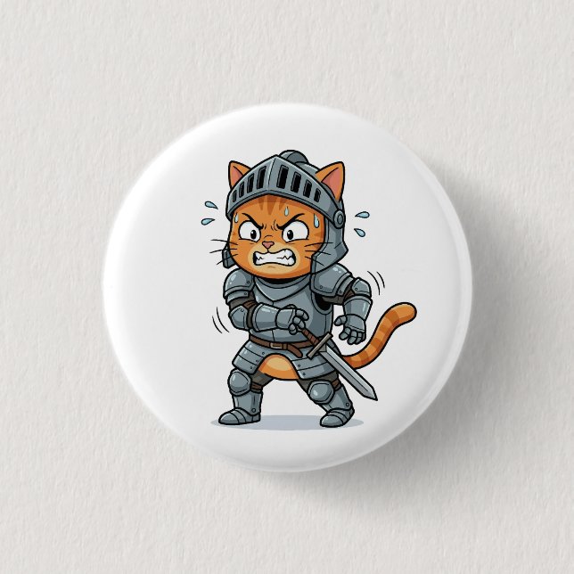 Cute Knight Cat Button Knapp (Framsida)