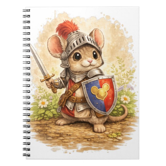 Cute Knight Mouse Spiral Notebook Anteckningsbok (Framsidan)