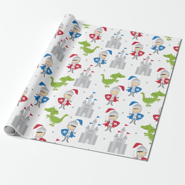 Cute Knight och Castles Wrapping Papper Presentpapper (Utrullad)