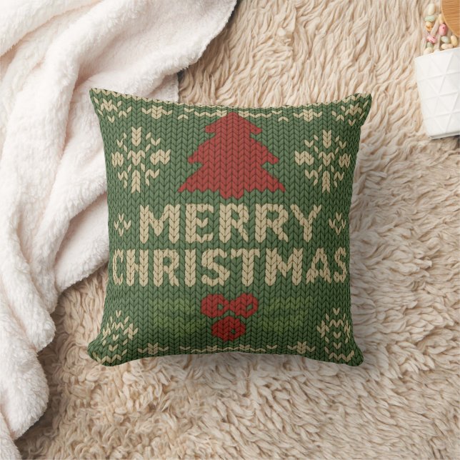 cute knit merry christmas kudde (Filt)