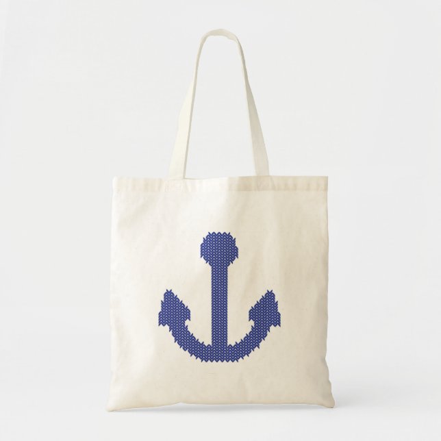 Cute Knittavy Anchor Tote Bag Tygkasse (Framsidan)