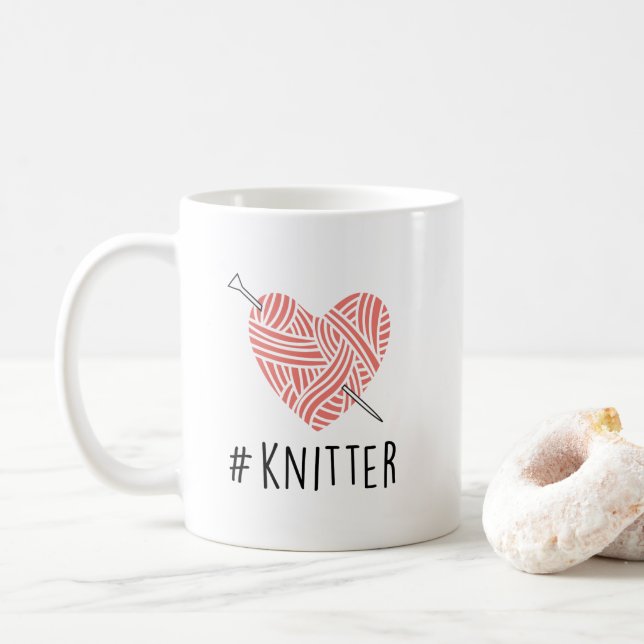Cute Knitter Mugg, Knitting mugg, Gift för stickar Kaffemugg (Med munk)