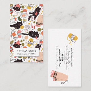 Cute Knitting Business and Knitting Instruction Visitkort