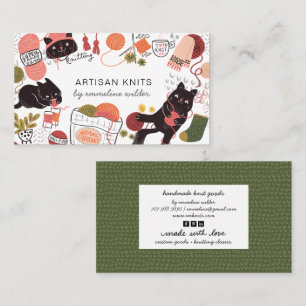 Cute Knitting Business and Knitting Instruction Visitkort