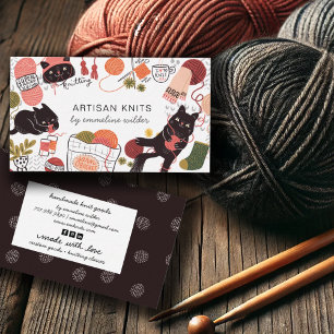 Cute Knitting Business and Knitting Instruction Visitkort