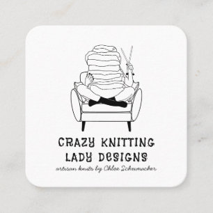 Cute Knitting Dam Anpassningsbar Sticka Fyrkantigt Visitkort