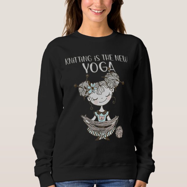 Cute Knitting New Yoga Crazy Crochet Lady Yarning  T Shirt (Framsida)