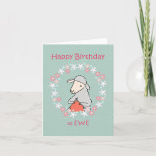 Cute Knitting Sheep Funny Grattis på födelsedagen Kort