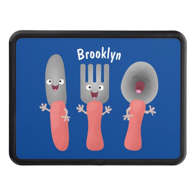 Cute knivar-gaffel och tecknad av skedkalvar dragkroksskydd (Framsidan)