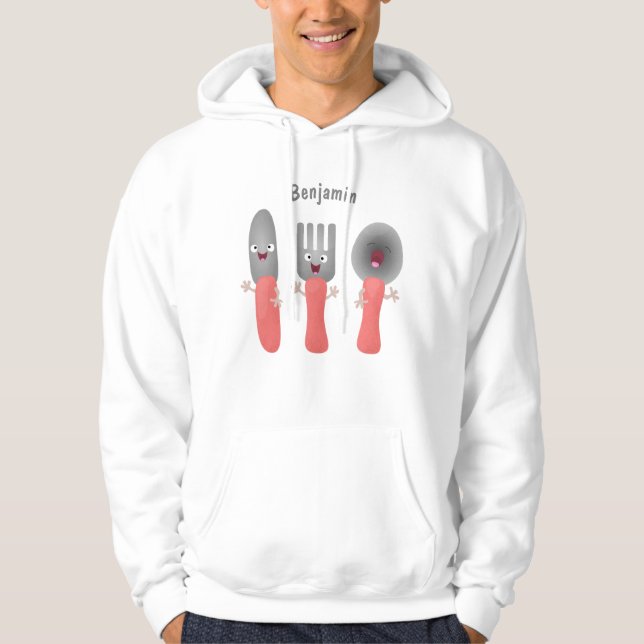 Cute knivar-gaffel och tecknad av skedkalvar hoodie (Framsida)