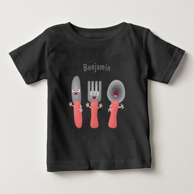 Cute knivar-gaffel och tecknad av skedkalvar t shirt (Framsida)