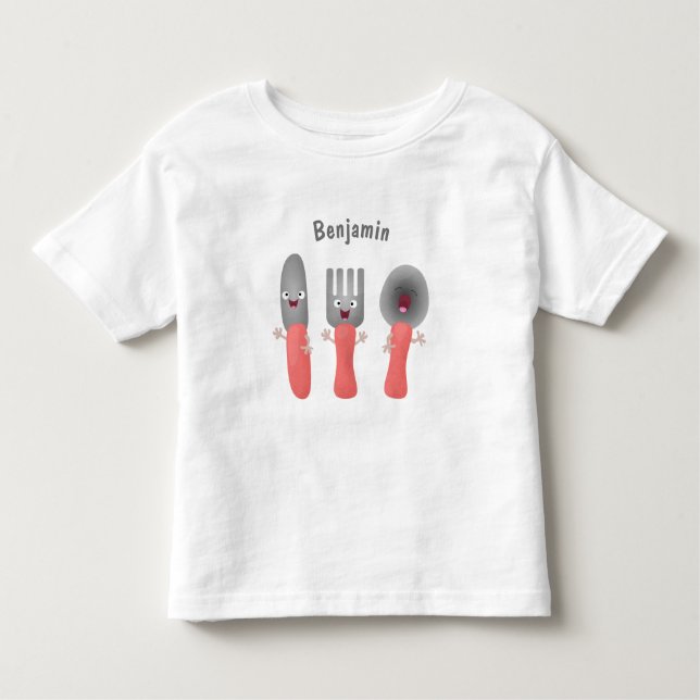 Cute knivar-gaffel och tecknad av skedkalvar t shirt (Framsida)