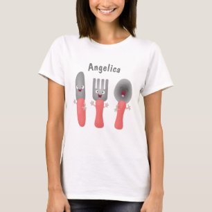 Cute knivar-gaffel och tecknad av skedkalvar t shirt