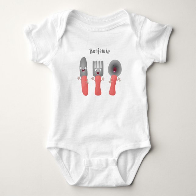 Cute knivar-gaffel och tecknad av skedkalvar t shirt (Framsida)