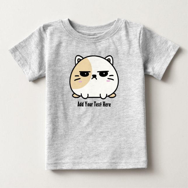 Cute Knubbig Arg Mochi Cat Personlig Text T Shirt (Framsida)
