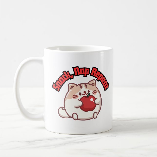 Cute Knubbig Cat kawaii Design Mugg (Vänster)
