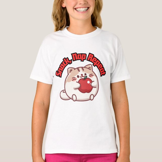 Cute Knubbig Cat kawaii Design T shirt (Framsida)