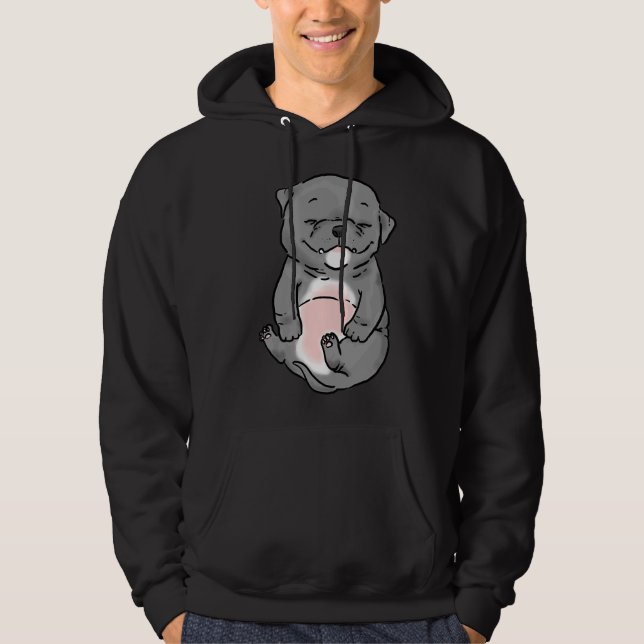 Cute Knubbig Grått Pitbull Puppy Hoodie (Framsida)