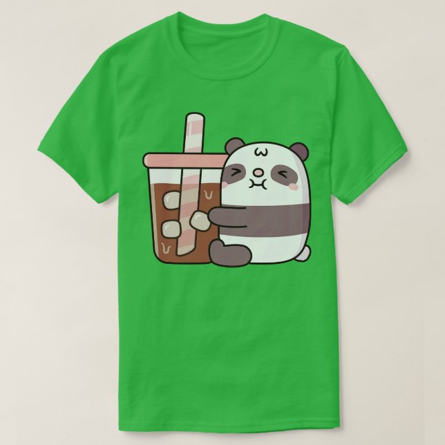 Cute Knubbig Panda Bear Hugger Iced Coffee T Shirt (Design framsida)