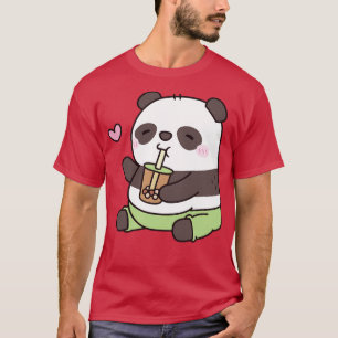 Cute Knubbig Panda Bear Kärlek Bubble Tea T Shirt