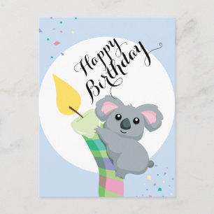 Cute Knubbig tecknad Koala-illustration födelsedag Vykort