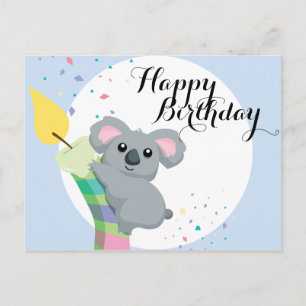Cute Knubbig tecknad Koala-illustration födelsedag Vykort