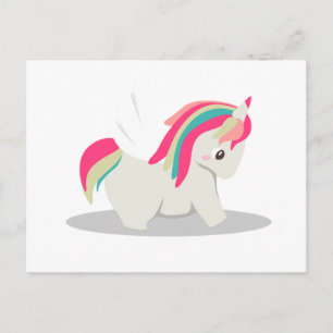 Cute knubbig unicorn chibi blushing vykort