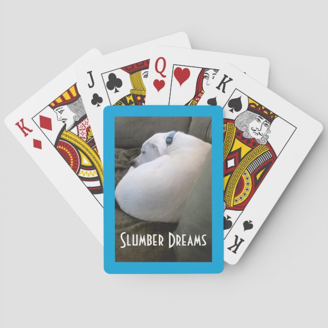 Cute Knubbig White Sleeping Puppy Hund Slumber Par Casinokort (Baksidan)