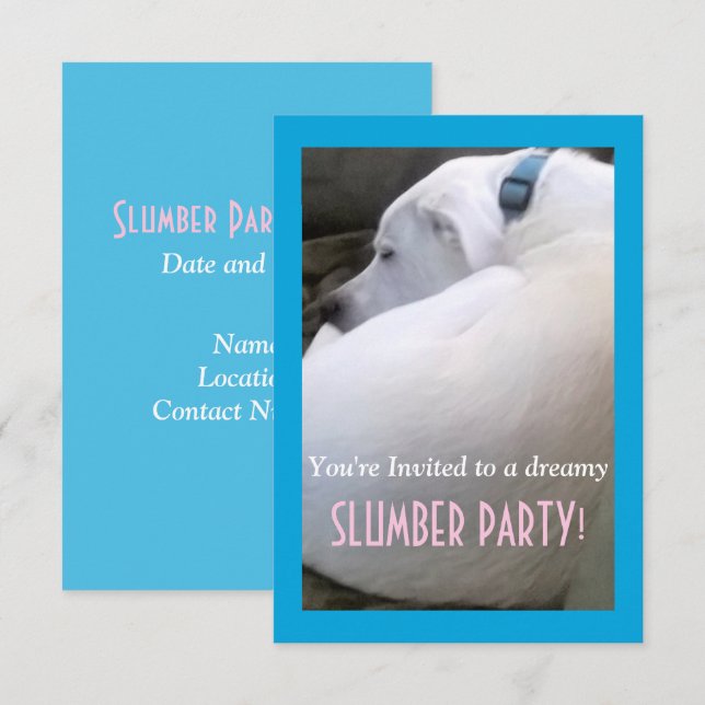 Cute Knubbig White Sleeping Puppy Hund Slumber Par Inbjudningar (Fram/baksida)