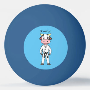 Cute ko i kostym tecknaden pingisboll