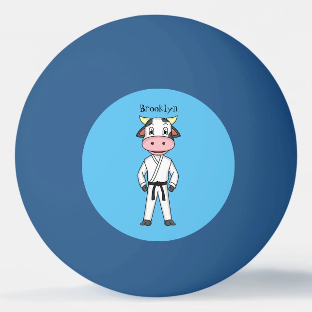 Cute ko i kostym tecknaden pingisboll (Framsidan)