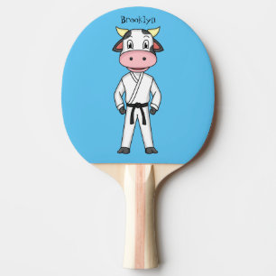Cute ko i kostym tecknaden pingisracket
