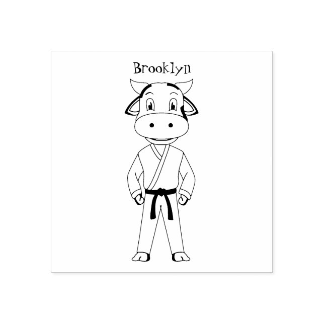 Cute ko i kostym tecknaden stämpel (Tryck)