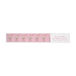 Cute ko och hjärta Rosa Valentindagen Etikettband