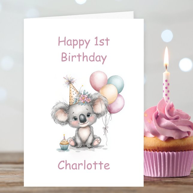 Cute Koala 1st Birthday Kort (Skapare uppladdad)