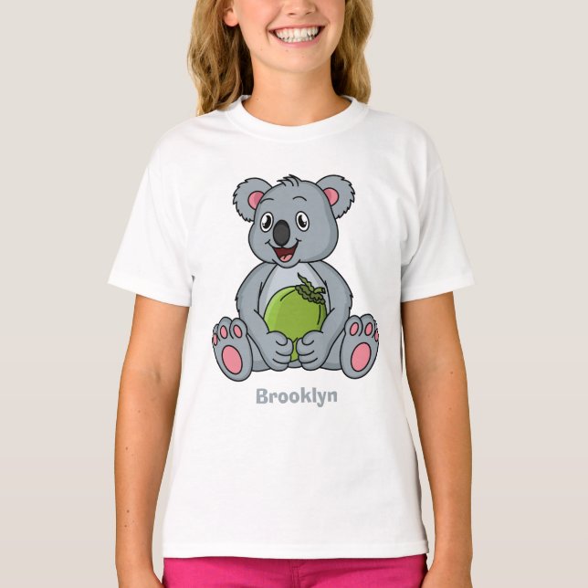 Cute koala and coconut cartoon illustration t shirt (Framsida)