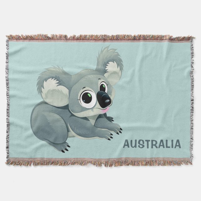 Cute Koala anpassningsbar text kastar filt (Framsidan)