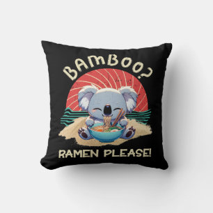 Cute Koala åt Ramen Vintage Sunshine Kudde
