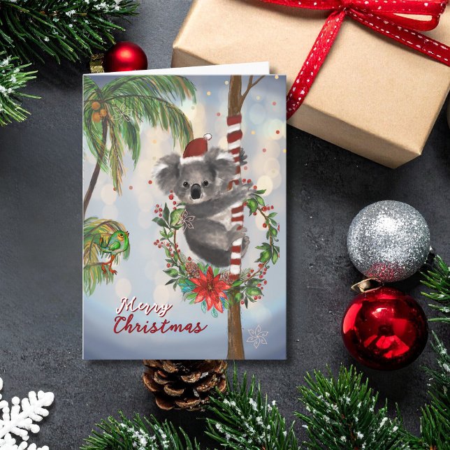 Cute Koala Australian Christmas Card | Palm tree Helgkort (Cute Koala Australian Christmas Card  Palm tree)