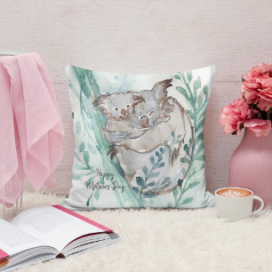 Cute Koala Baby Hug Watercolor Animal Mors dag Kudde