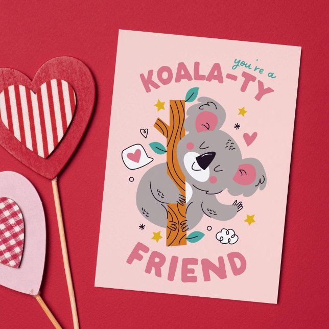 Cute Koala Barn Classroom Valentindagen Helgkort (cute koala bear kid's classroom Valentine's Day card)