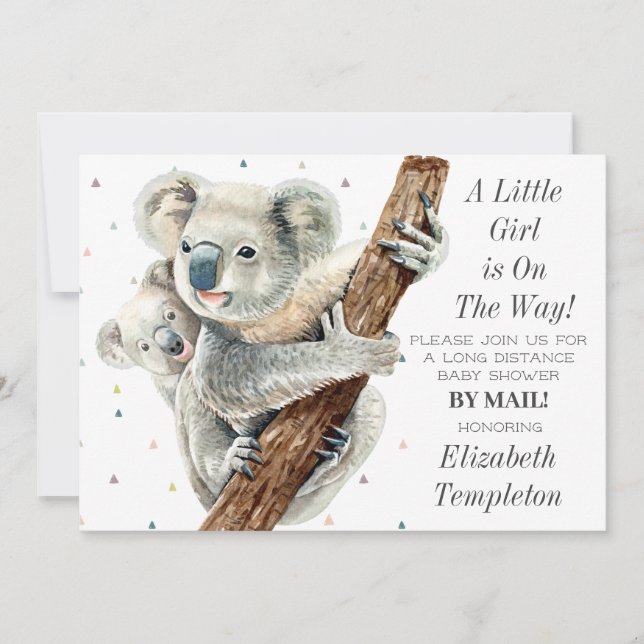 Cute Koala Bear Baby Shower by Mail Inbjudningar (Framsida)