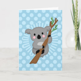 Cute Koala Bear - Blue Polka Dot Kort