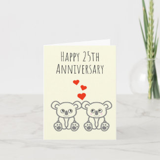 Cute Koala Bear Couple-Lycklig 25-årskort Kort