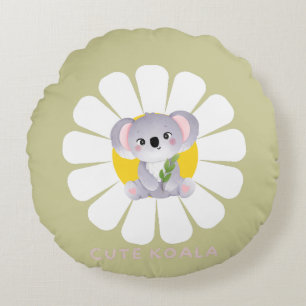 Cute koala Bear daisy blomma Zoo Animal Kärlek Rund Kudde