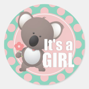 Cute Koala Bear Flicka Runt Klistermärke