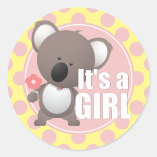 Cute Koala Bear Flicka Runt Klistermärke