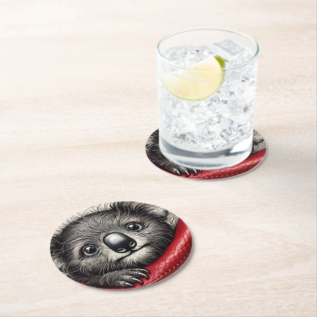 Cute Koala Bear Illustration med brant Färg Underlägg Papper Rund (Insitu)